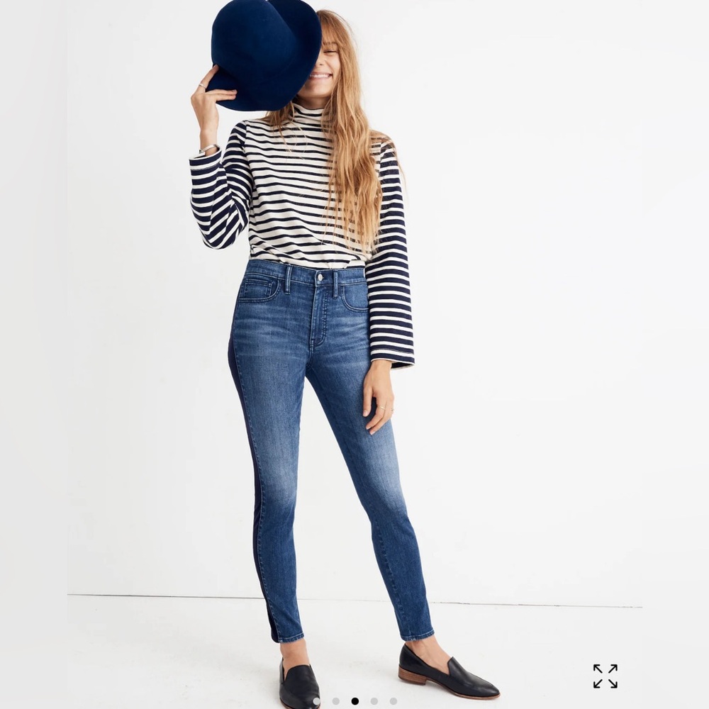 Madewell High Rise Skinny Jean with Velvet Panel Sz 28